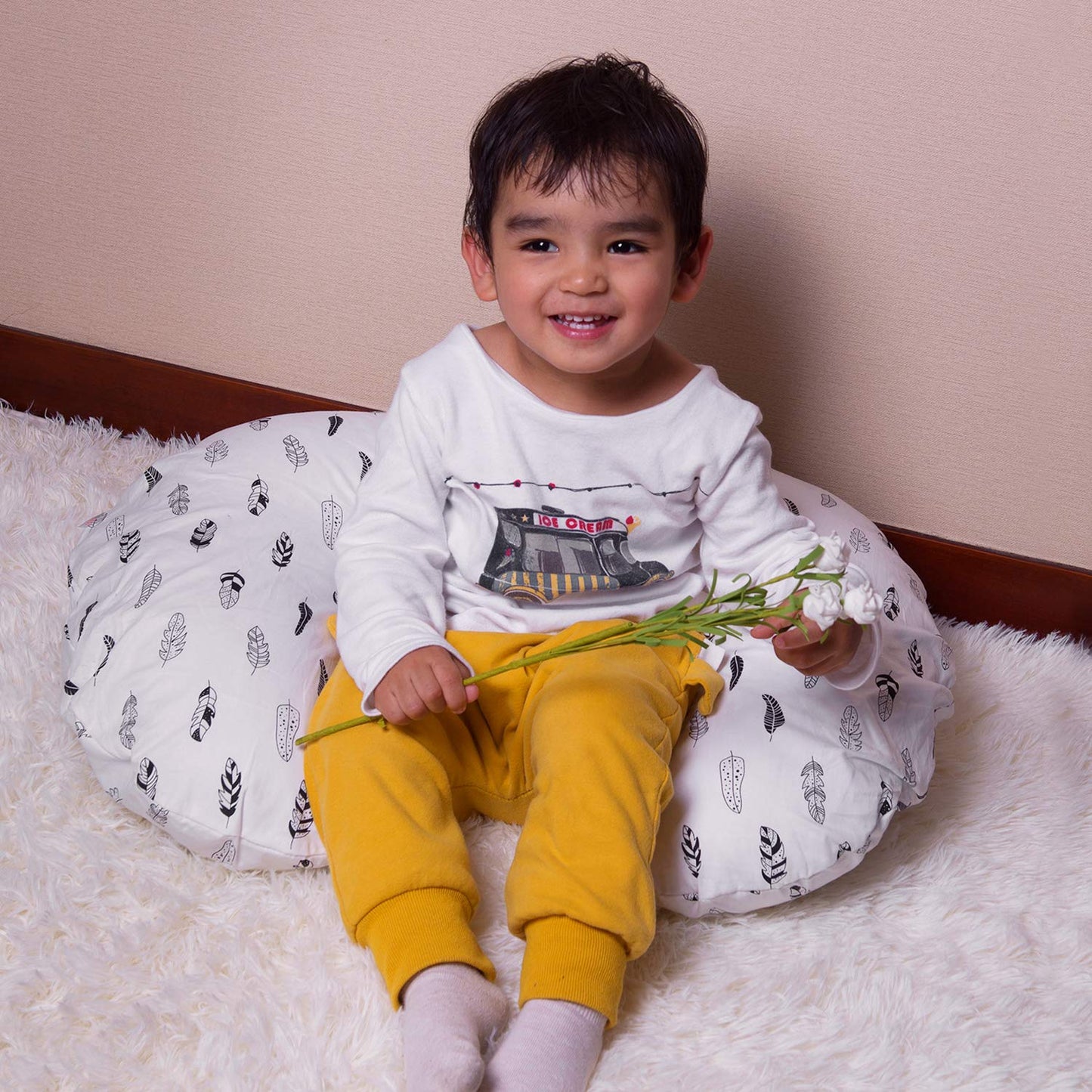 BABY Nursing Pillow Cover Slipcover,Soft and Comfortable,Feathers Design,Maternity Breastfeeding Newborn Infant Feeding Cushion Cover ZT01